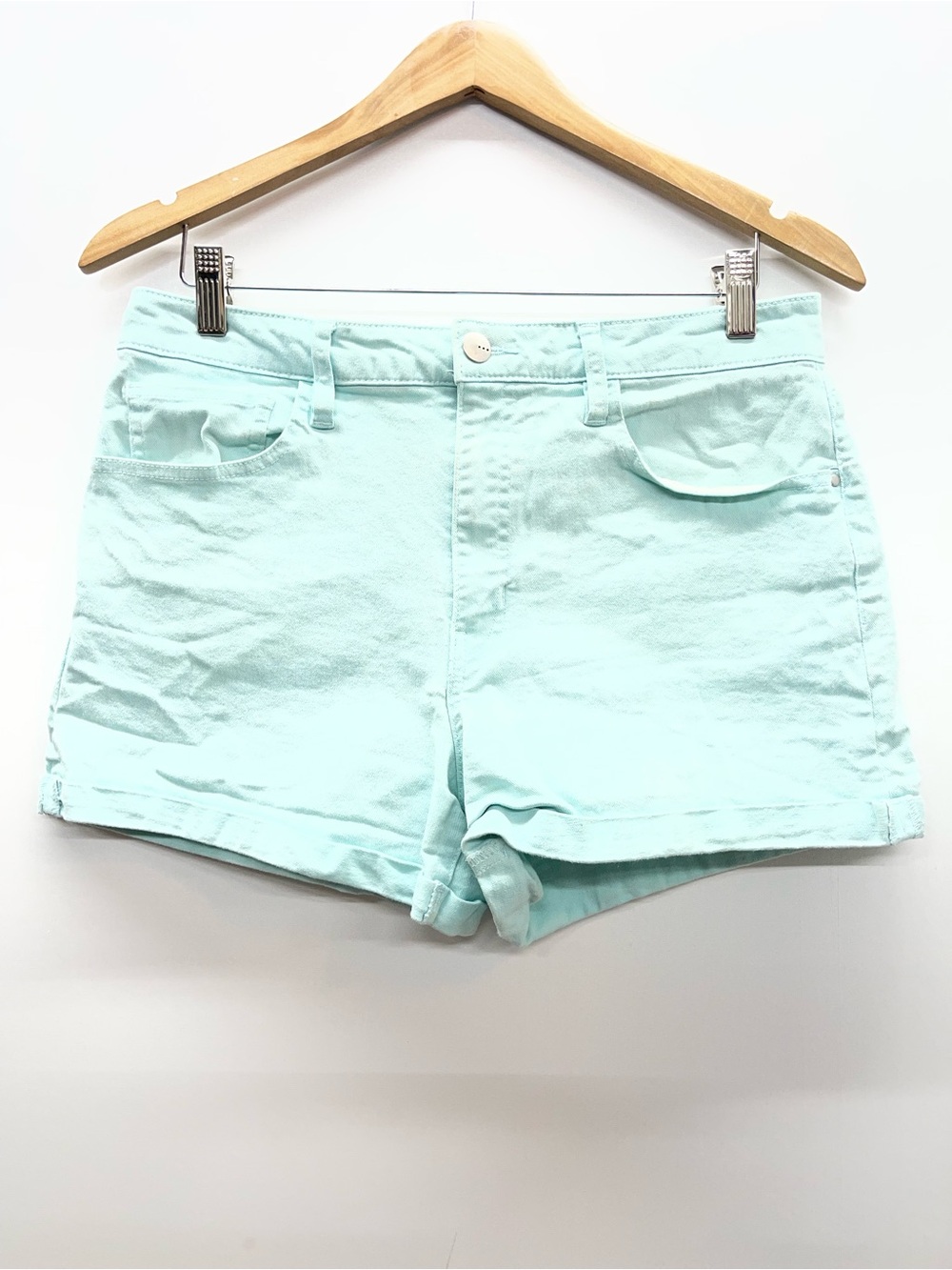 TGLA Women’s Mint Green Denim Jean Shorts‎